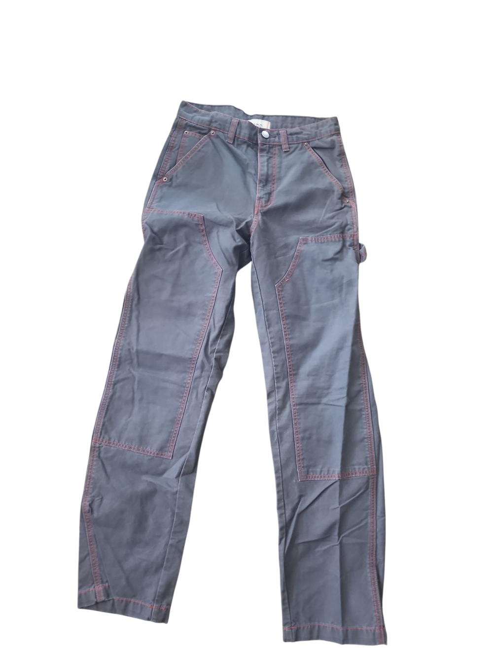 BDG Gray Cargo Carpenter Straight Leg Jeans with Red Stitching 26